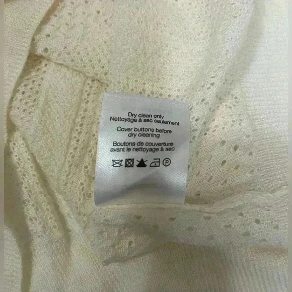 Veronica Beard KIRKA MERINO WOOL HENLEY POINTELLE SWEATER Ivory Small NWT - Picture 7 of 7